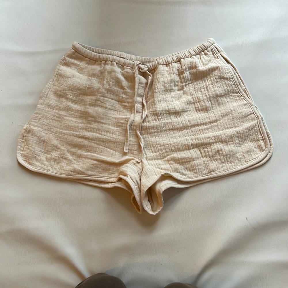 Zara cream linen shorts